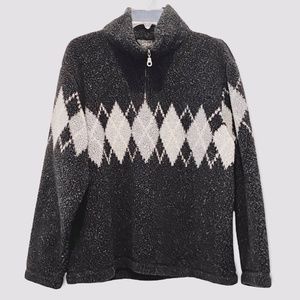 Rafaella Argyle Quarter Zip Fleece Size M